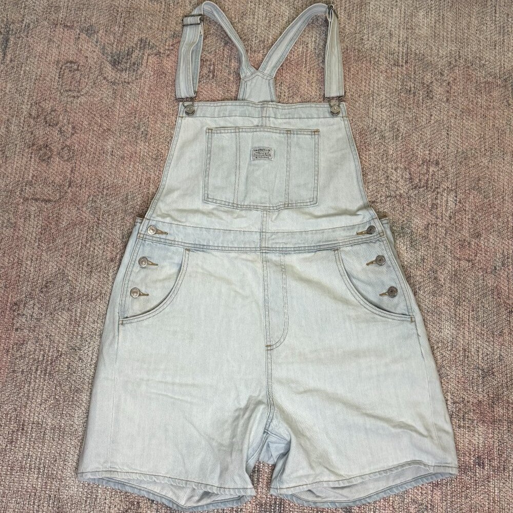 Levi's Shortalls Denim Light Wash Overalls Shorts L